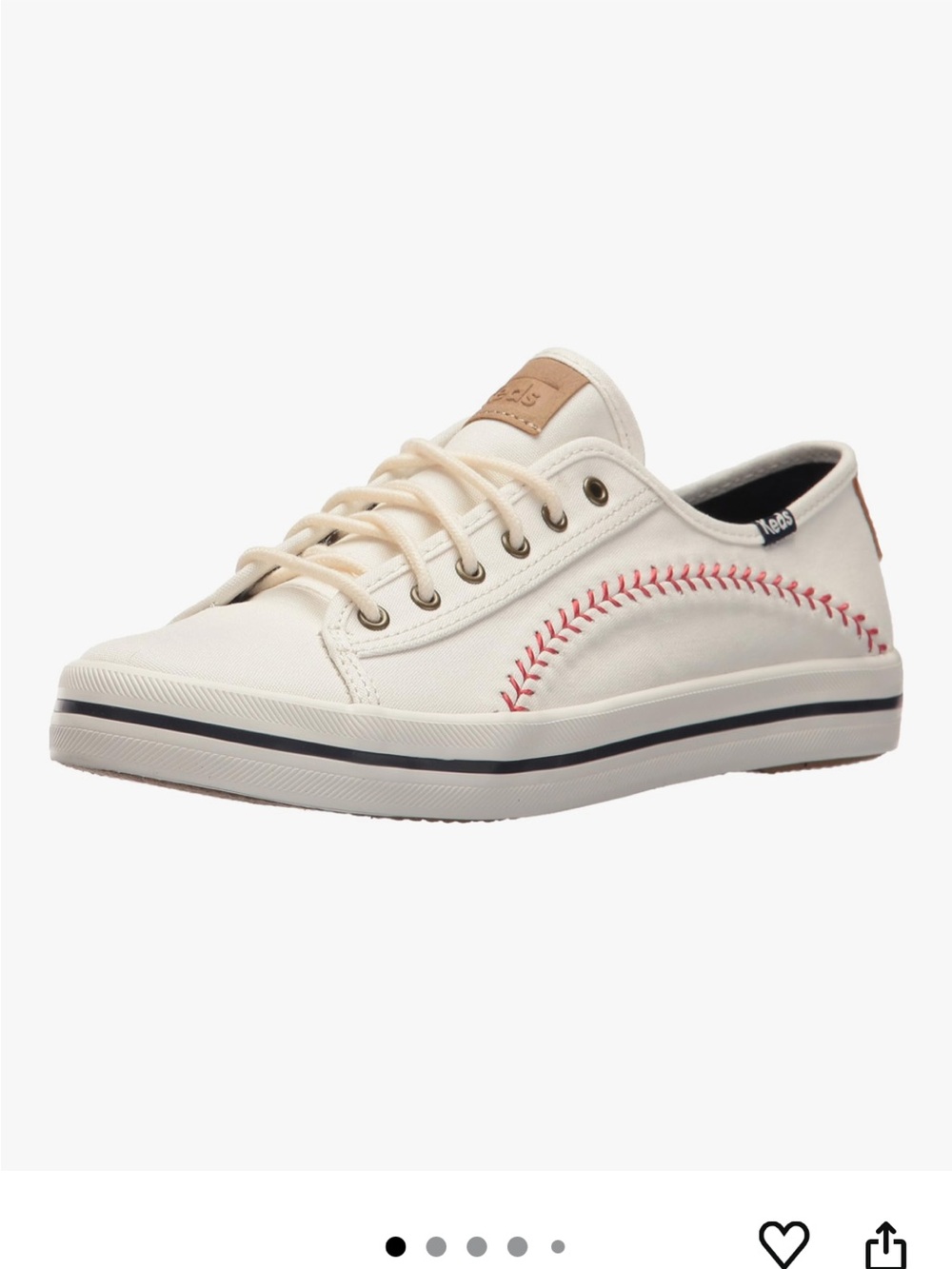 Keds Women's White Canvas Sneaker with Baseball Red Stitching ⚾️